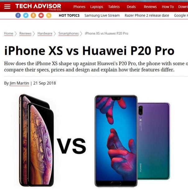 外媒评价iPhoneXS和华为P20 Pro拍照：华为是赢家！