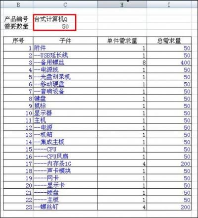 勤哲Excel服务器做物料清单BOM表管理系统