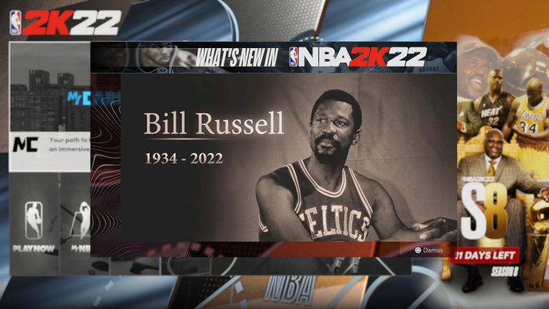 “指环王”比尔·拉塞尔离世，《NBA2K22》推送悼念页面