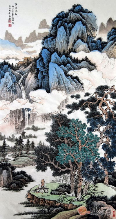 玄关装饰挂什么画？许吉尔手绘山水打造艺术家居！