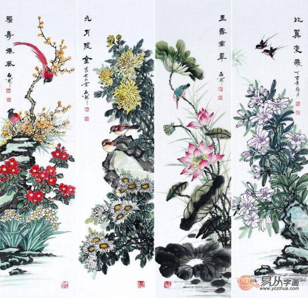 客厅内挂什么字画好，吉祥又有品的名家石开花鸟画汇总