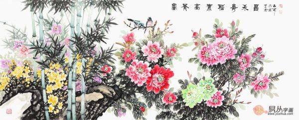客厅装饰画该怎么选，客厅手绘花鸟画名家石开精品推荐