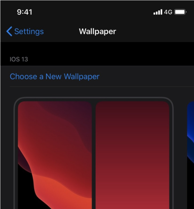 iOS 14墙纸设置面板的屏幕截图