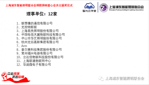 众志成城、抗击疫情，智能照明联合会捐款捐物爱心会员云颁奖仪式成功举行