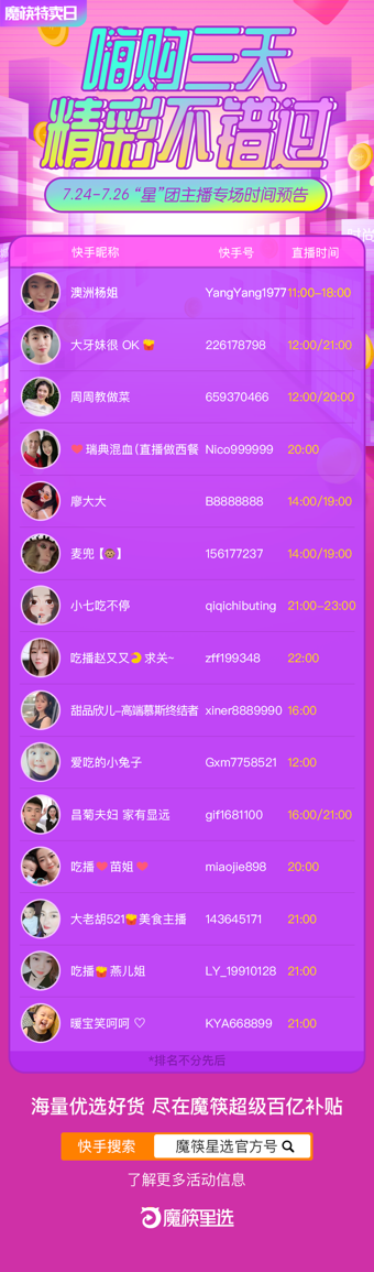 中腰主播的福星，魔筷星选“超级百亿补贴”，明天全面启动