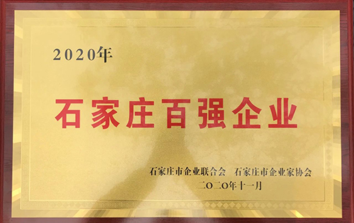 天山集团荣获2020石家庄市企业百强第二名
