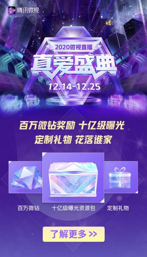 腾讯微视直播2020真爱盛典，亿级资源助力优质主播