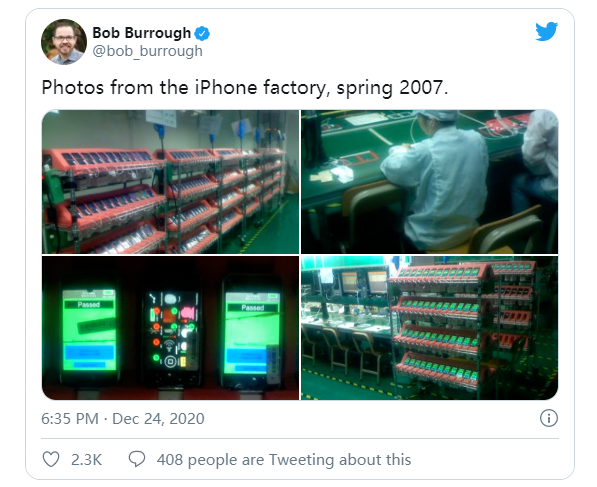 前苹果工程师晒2007年初代iPhone生产线照片：太有年代感了