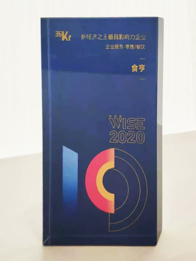 外卖服务商食亨获得“2020中国新经济之王最具影响力企业”奖项