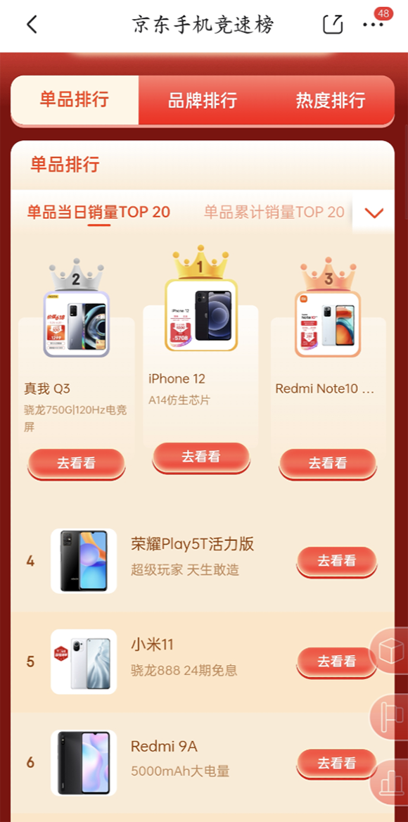 京东618手机角逐激烈，iPhone 12斩获单品销量冠军