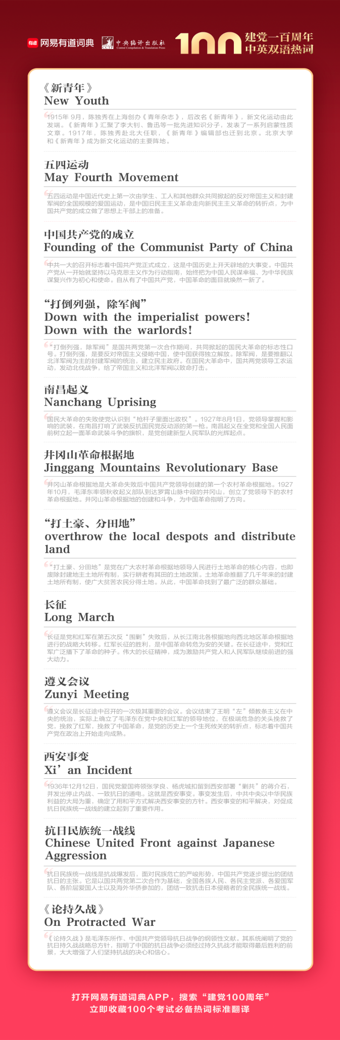 有道词典联合中央编译出版社 首次发布建党百年中英双语热词