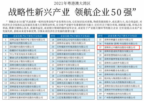 云中鹤获2021年粤港澳大湾区战略新兴产业“领航企业50强”