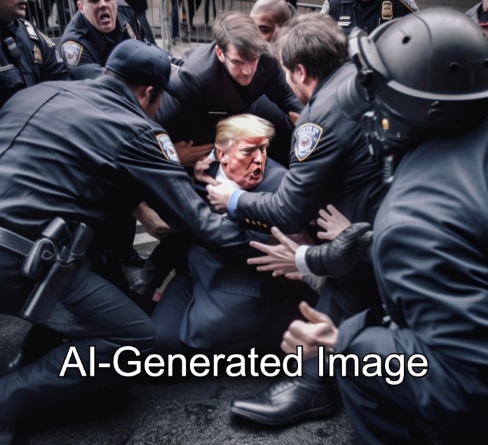 由Midjourney生成的美国前总统唐纳德·特朗普拒捕的虚假图像.jpg