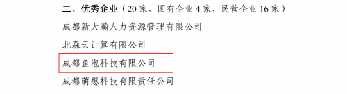 鱼泡网获评2021年度成都市人力资源服务“优秀企业”