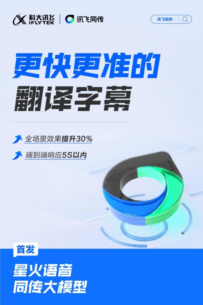讯飞同传搭载星火语音同传的模型，更快更准的AI翻译