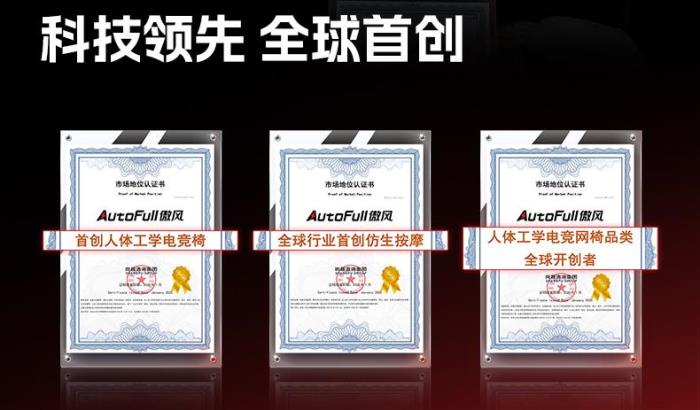 傲风电竞椅获多项全球首创认证，创新科技领跑行业