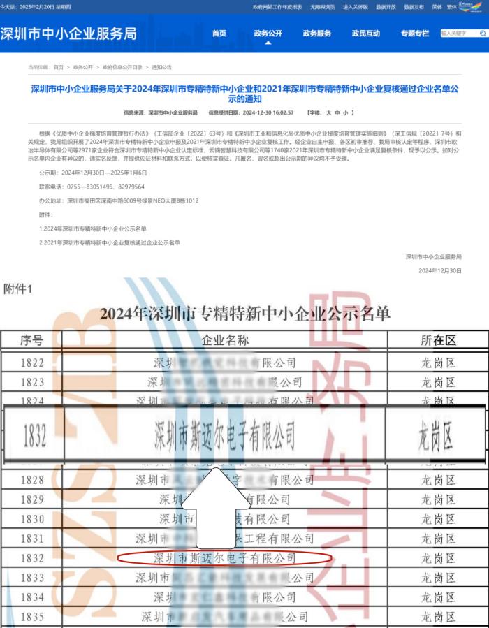 斯迈尔电子获评专精特新企业，技术创新引领行业发展