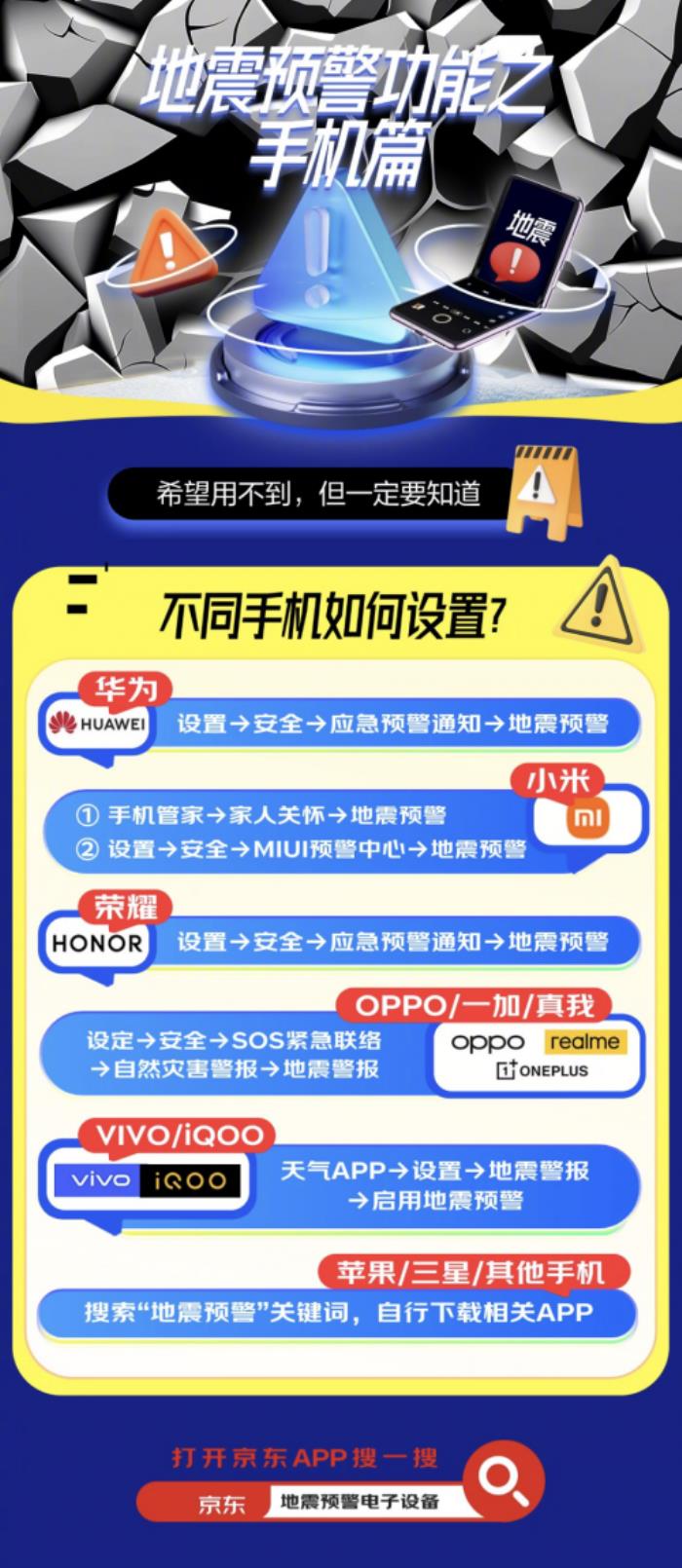 如何打开手机、智能手表地震预警功能？来京东了解不同品牌产品设置方式