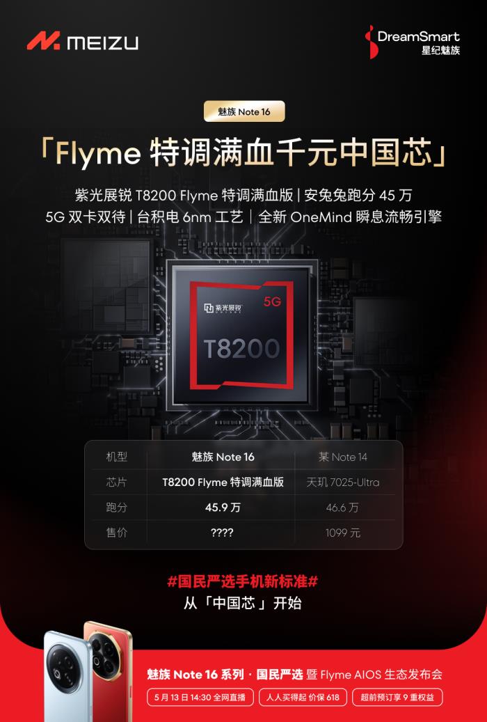 国内首款 TÜV 南德 60 个月流畅认证手机 魅族 Note 16 系列核心参数曝光