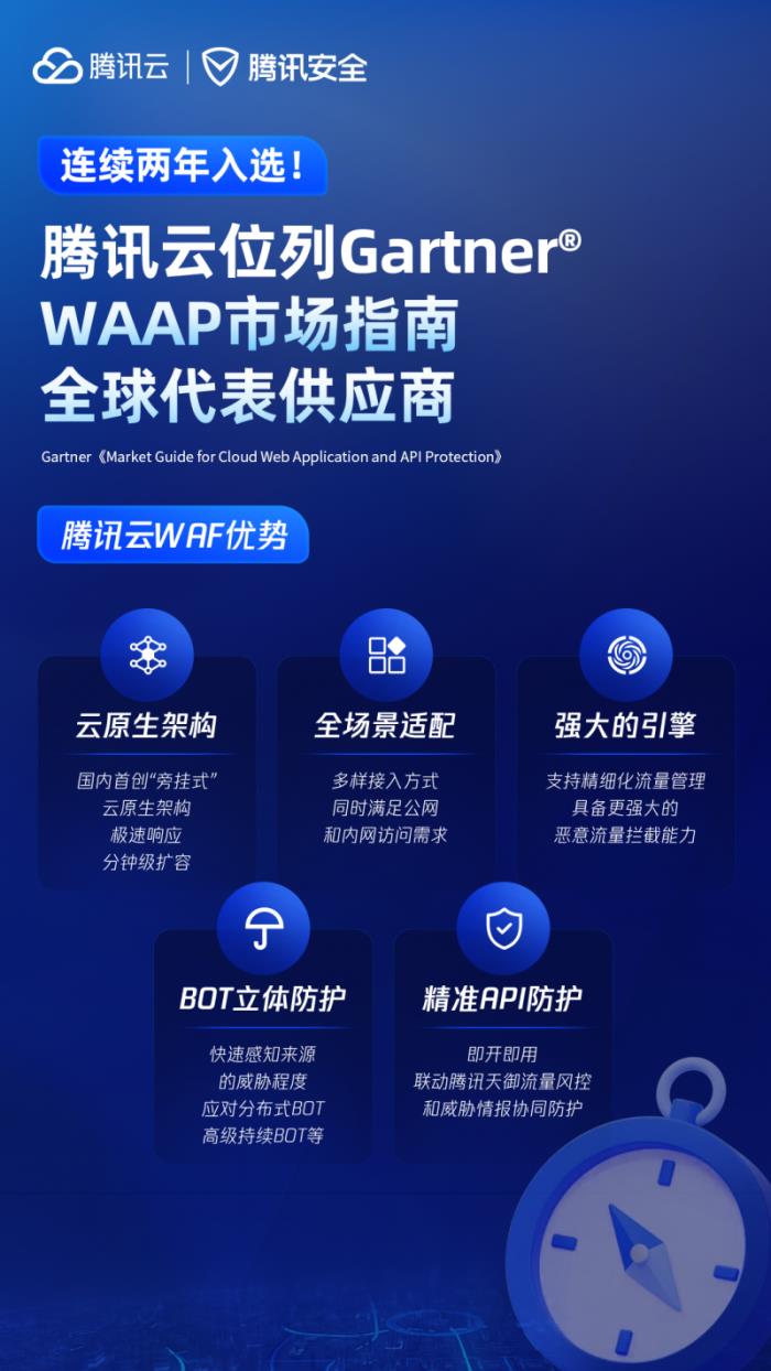 再次入选！腾讯云入选Gartner®云WAAP市场指南代表厂商