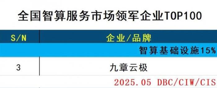 领航智算新时代 九章云极DataCanvas入选“2025中国智算服务市场领军企业TOP100”