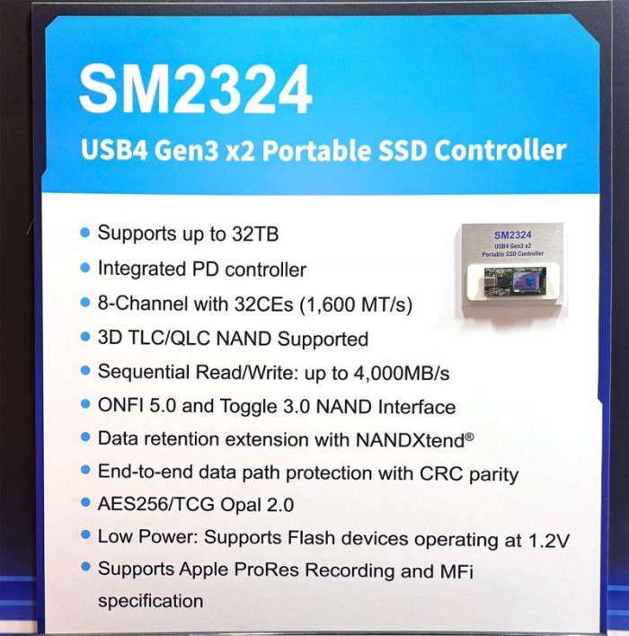 2025COMPUTEX：慧荣全新SM2324主控 PSSD可达32TB 4GB/s读写