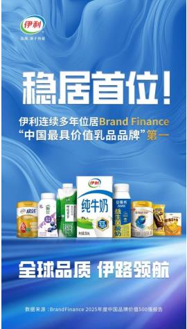 伊利连续多年稳居Brand Finance“中国最具价值乳品品牌”第一