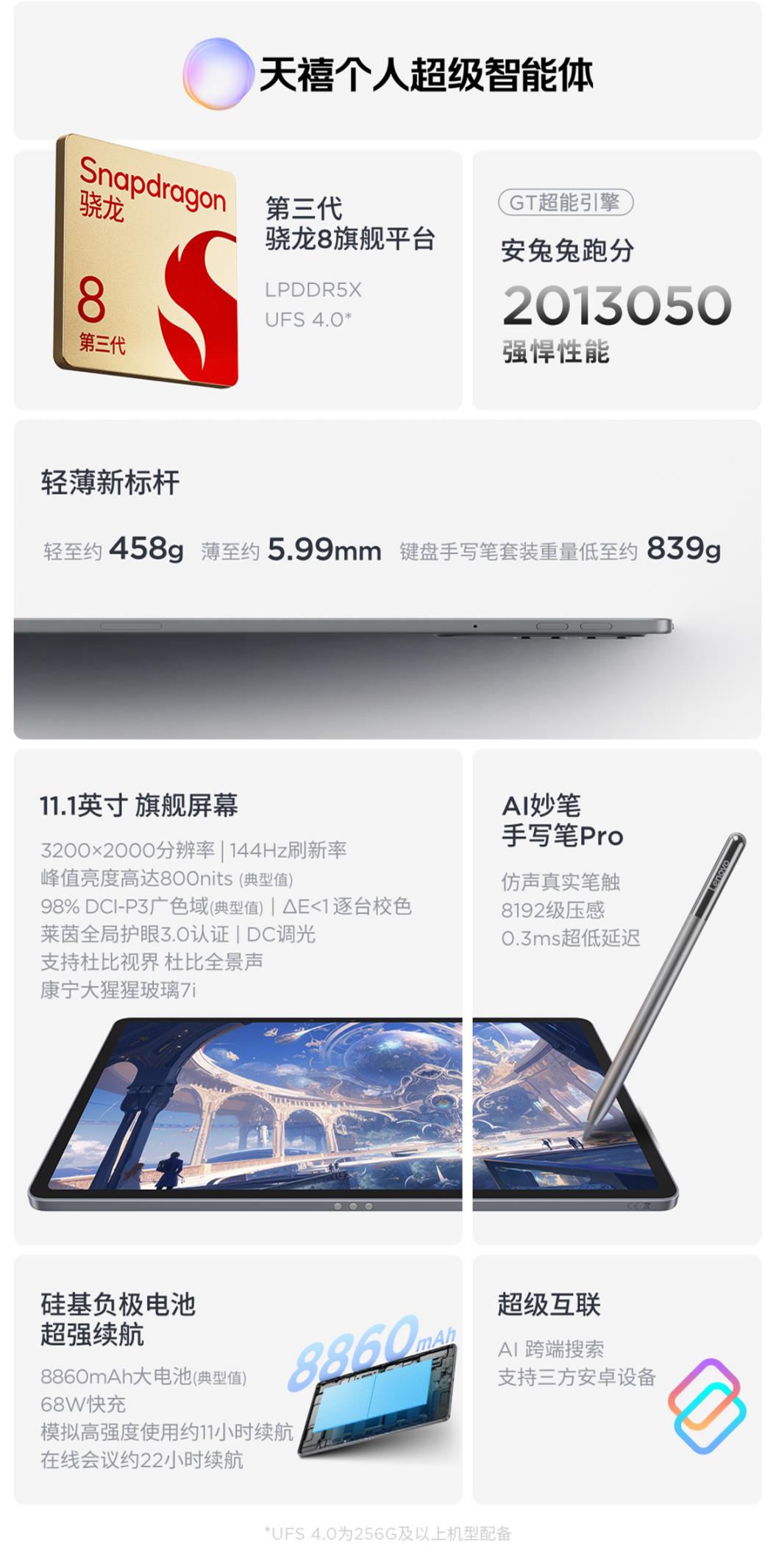联想小新平板Pro GT预约开启，到手价1599元起，晒单送联想手写笔pro