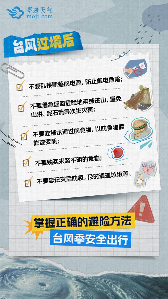 台风“杨柳”二次登陆，墨迹天气提醒用户关注预报信息做好防范